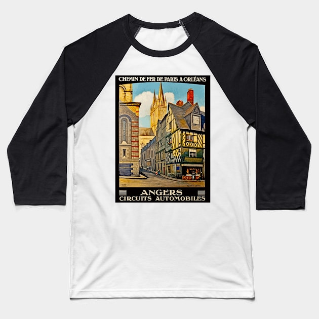 Angers France - Vintage French Travel Poster Design Baseball T-Shirt by Naves